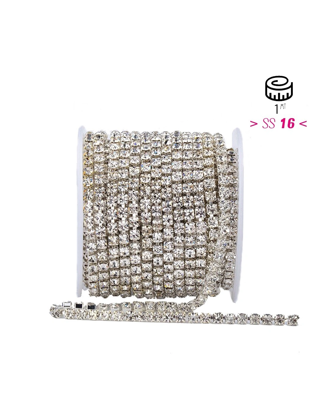 Catena Strass ss 16  Crystal-Silver - 1MT