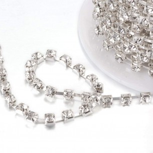 Catena Strass Distanziata ss 12  Crystal-Silver - 1MT 2