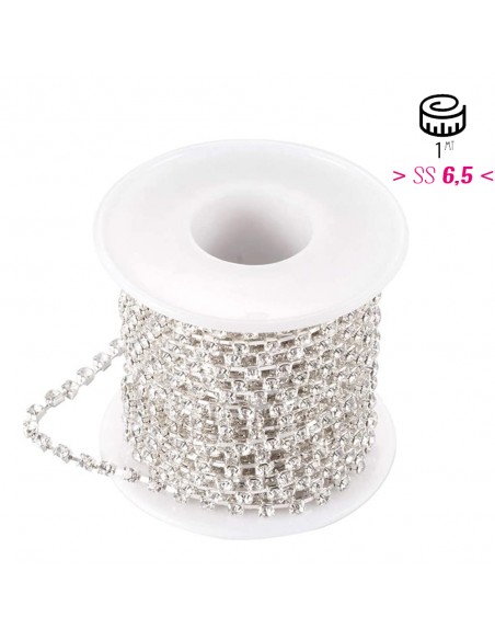 Catena Strass Distanziata ss 6,5 Crystal-Silver - 1MT Catena Strass Distanziata ss 6,5 Crystal-Silver - 1MT