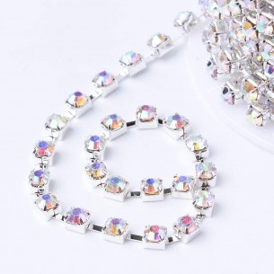 Catena Strass Distanziata ss 12  Crystal AB-Silver - 1MT 2