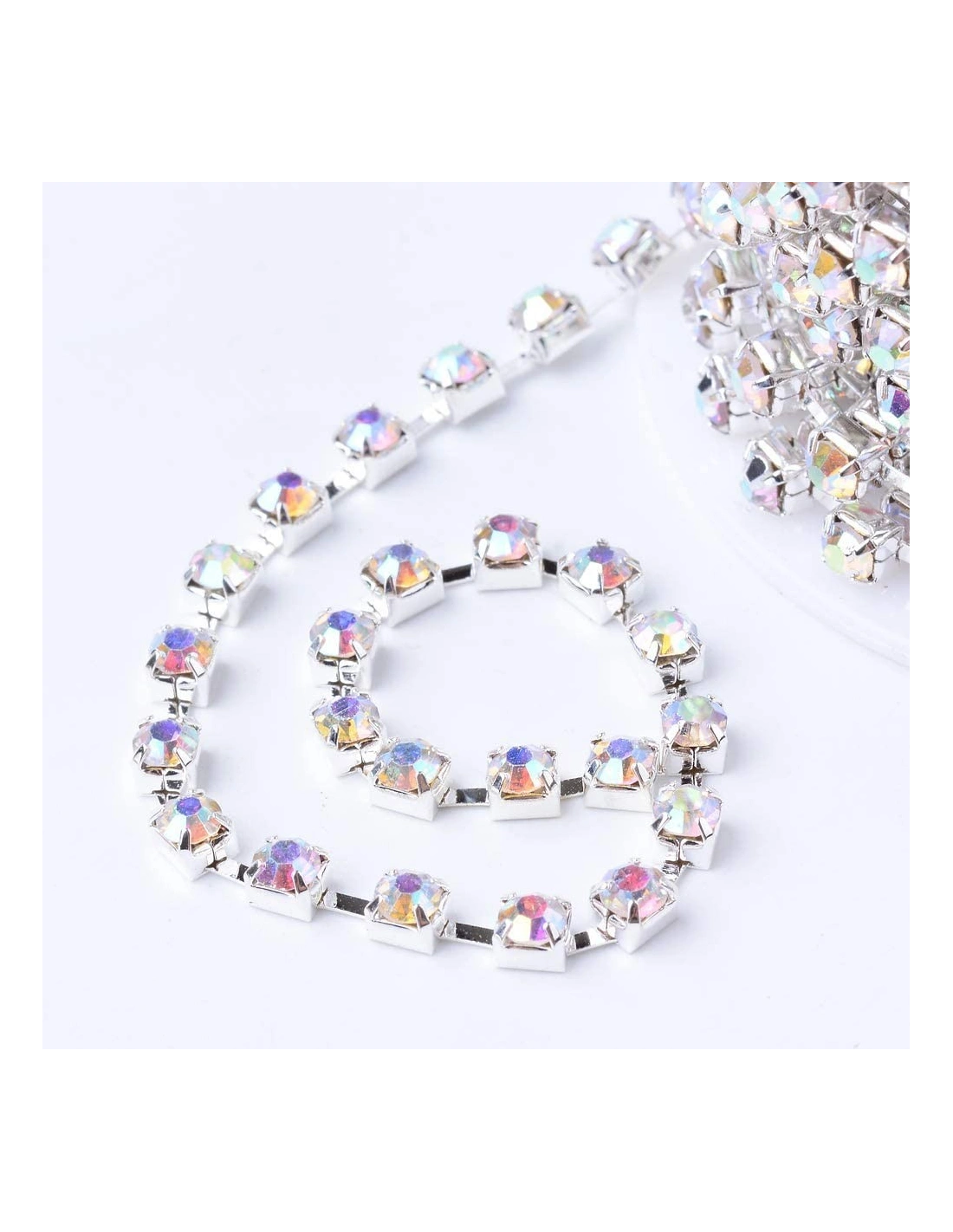 Catena Strass Distanziata ss 12  Crystal AB-Silver - 1MT
