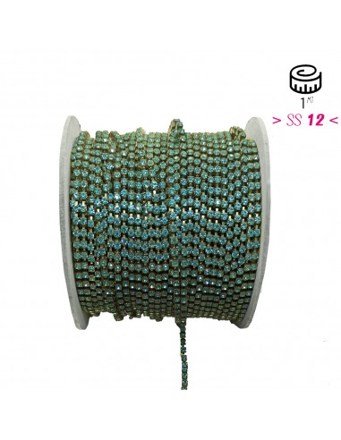 Catena Strass ss 12 Aqua-Bronzo - 1MT