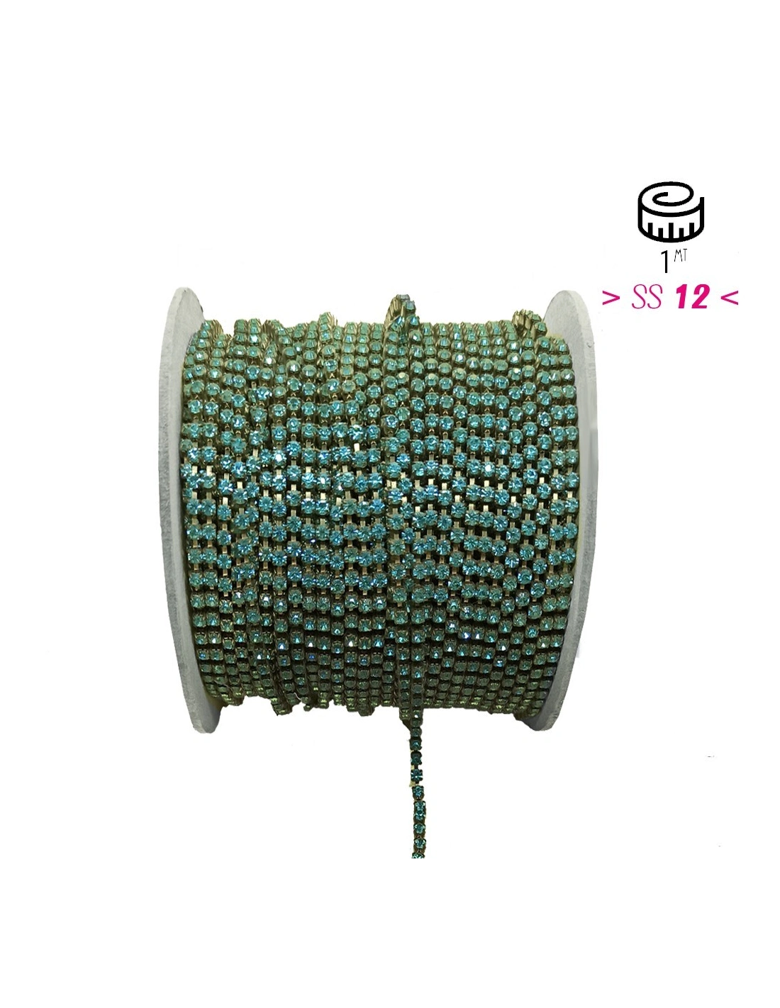 Catena Strass ss 12 Aqua-Bronzo - 1MT