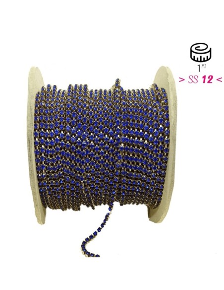 Catena Strass ss 12  Sapphire-Bronzo - 1MT