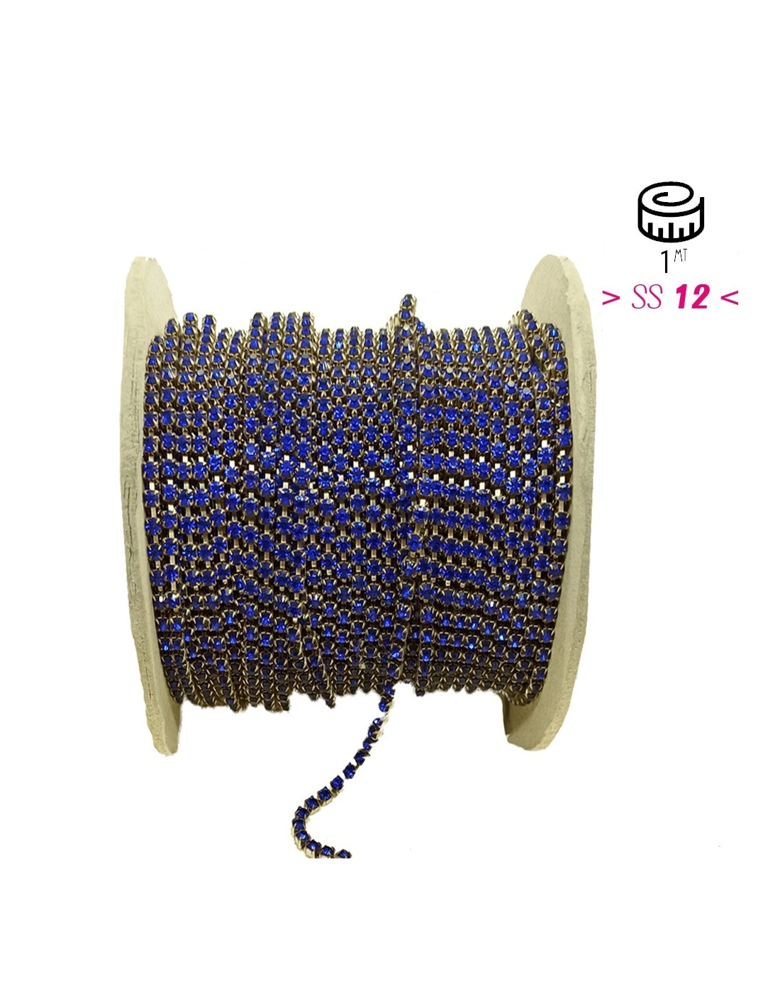 Rhinestones chain ss 12 Sapphire-Bronze - 20 CM - Rhinestone chains