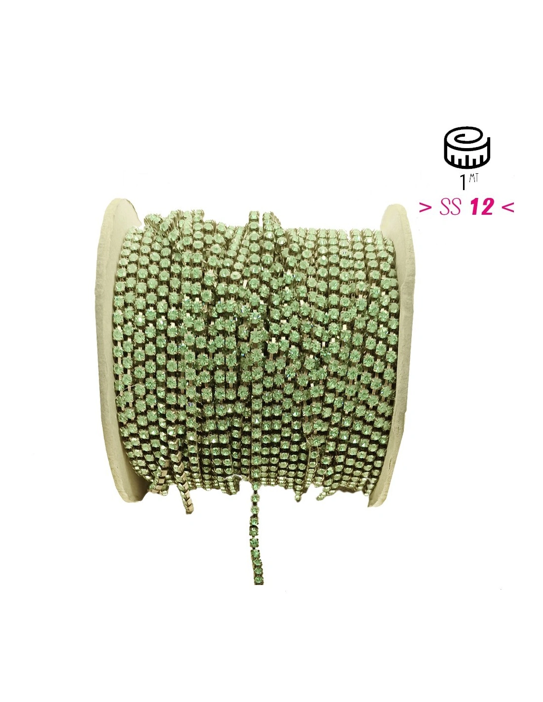 Catena Strass ss 12 Peridot-Bronzo - 1MT