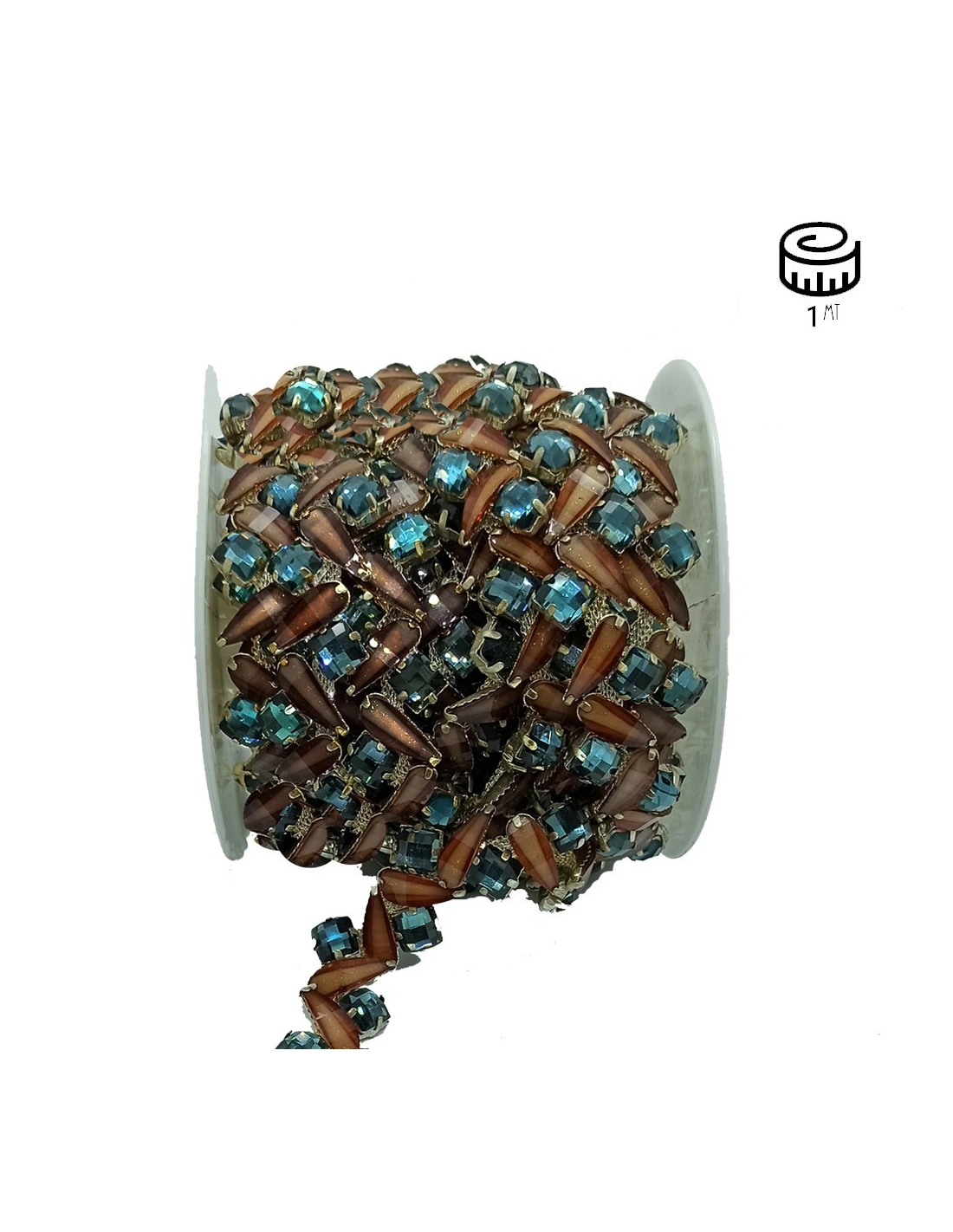 Catena Strass Gioiello cm 2,1  Crystal-Pietra41/K943-Silver - 1MT