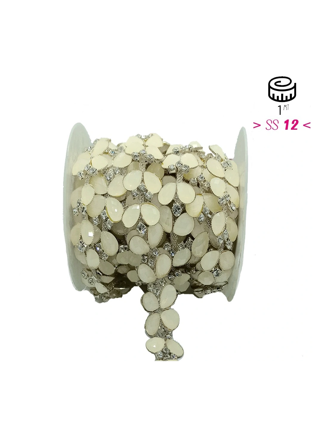 Catena Strass Gioiello  cm 2,5 Crystal-Pietra White-Silver - 1MT