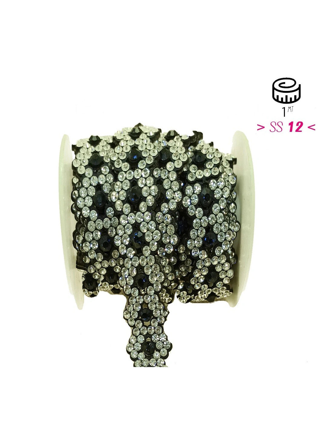 Trimming Rhinestones Jewel Hotfix cm. 2.1 Crystal / Montana - 20 CM - Rhinestone chains