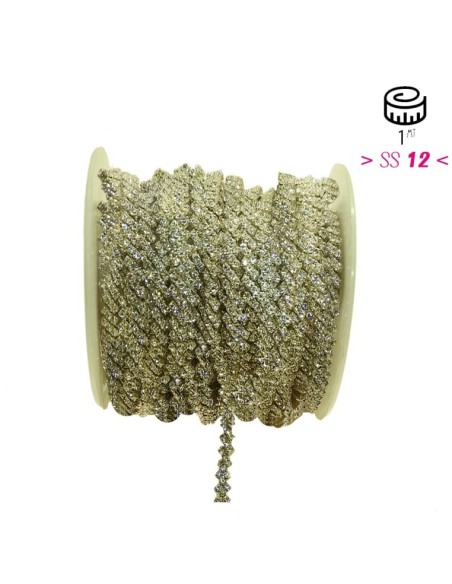 Jewel Rhinestones Chain cm 0,5  Crystal-Silver - 20 CM - Rhinestone chains