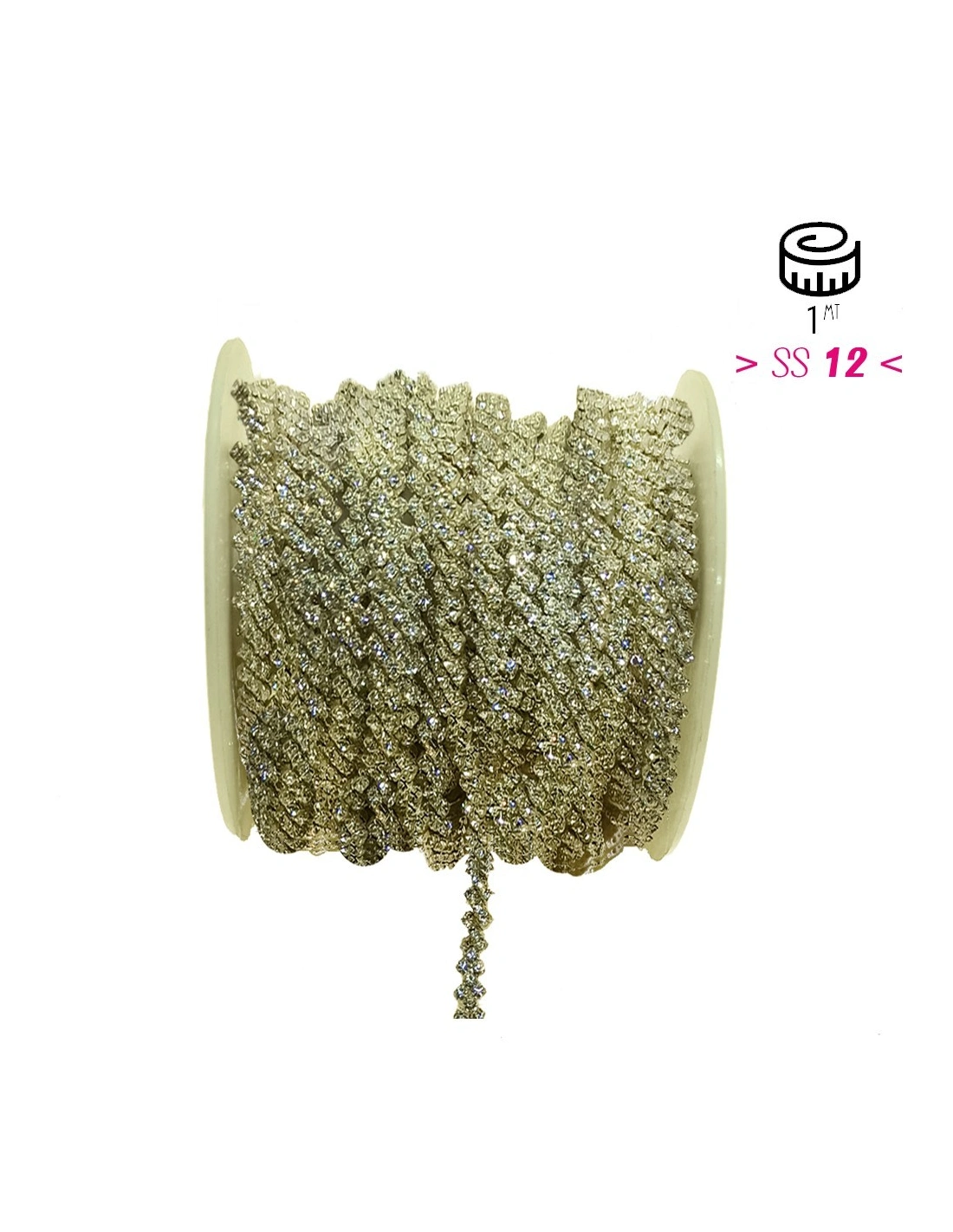 Catena Strass Gioiello cm 0,5 Crystal-Silver - 1MT