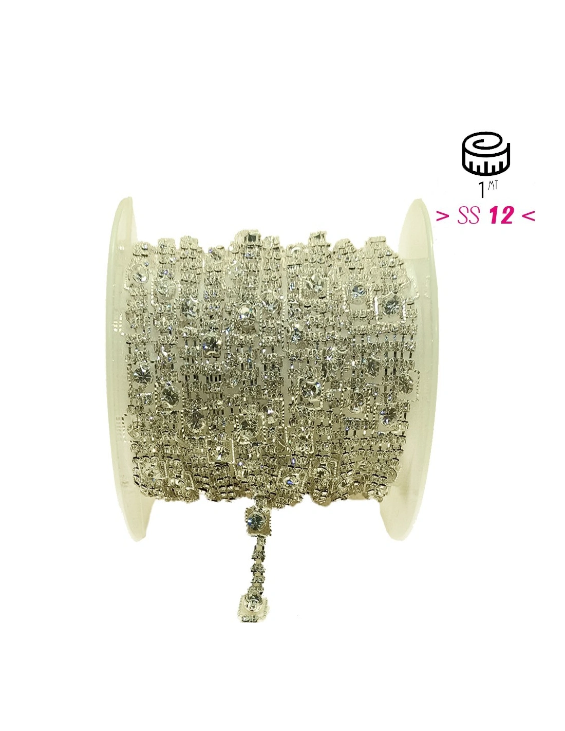 Jewel Rhinestones Chain 0,9 Crystal-Silver - 20 CM - Rhinestone chains