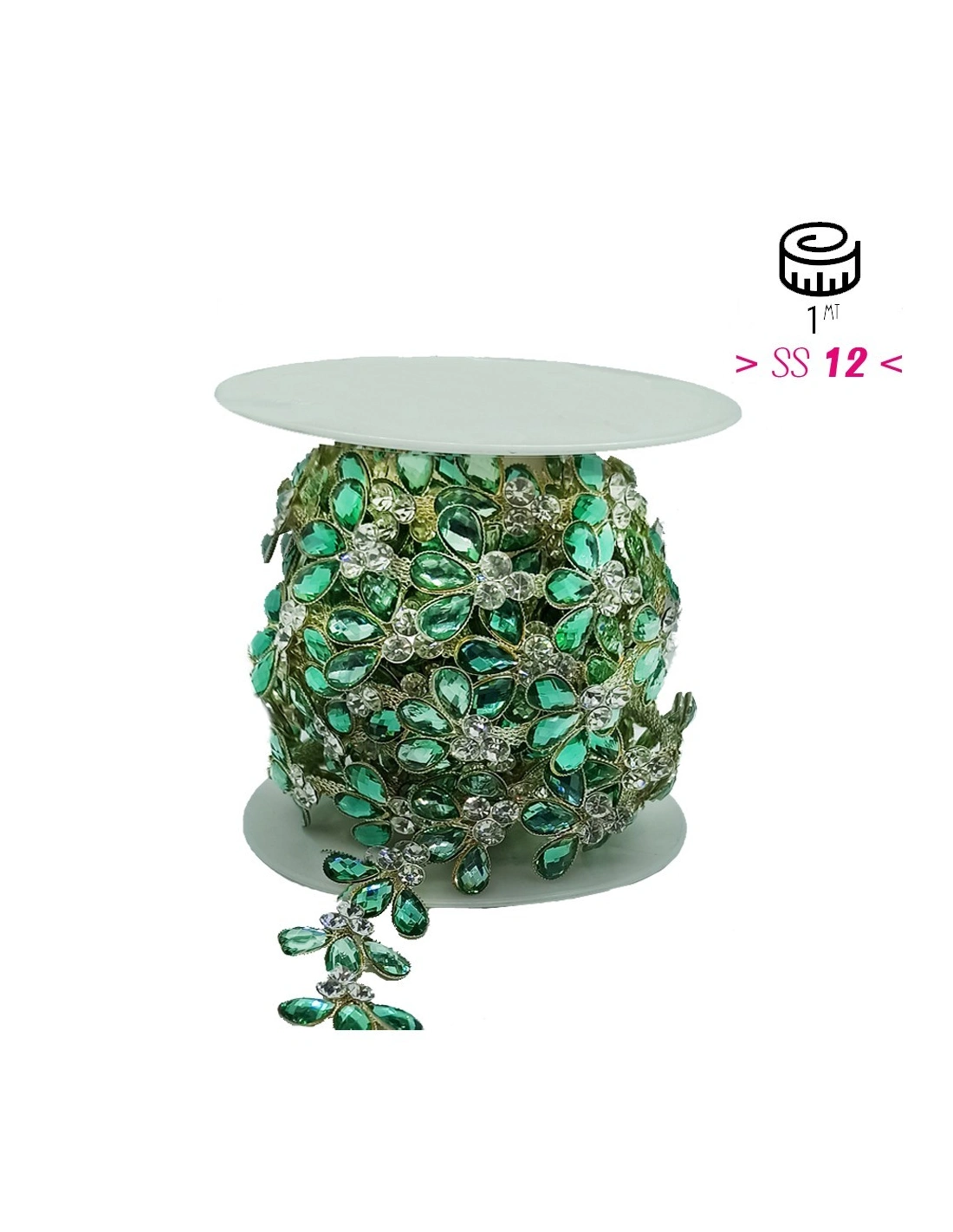 Catena Strass Gioiello Crystal-Pietra32/36-Silver - 1MT