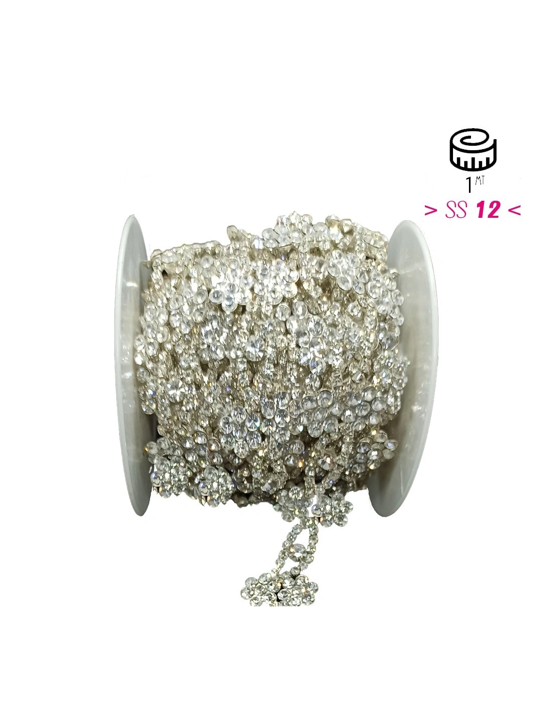 Jewel Rhinestone Chain 2.5 cm Crystal-Strass-Silver - 20 CM - Rhinestone chains