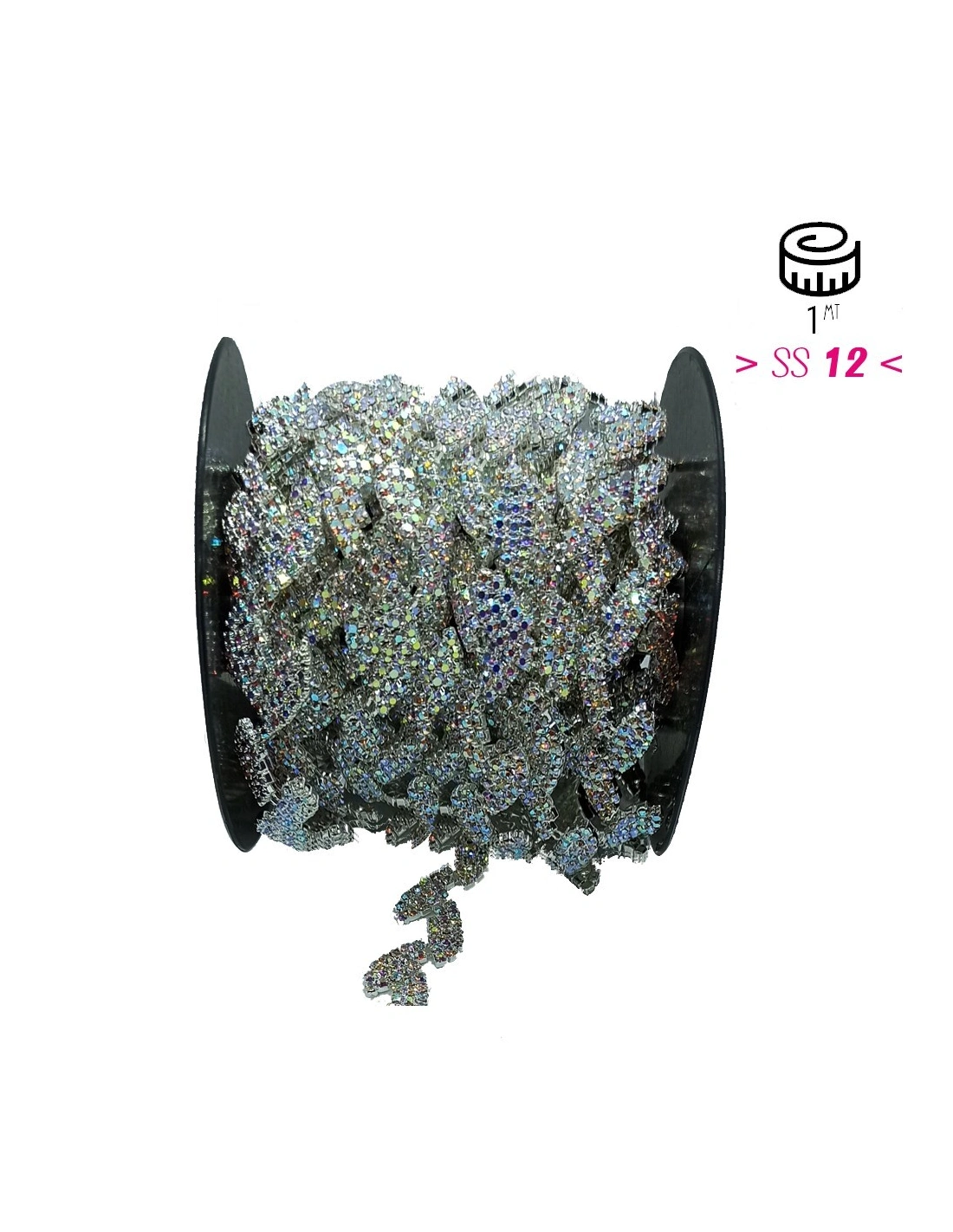 Jewel Rhinestones Chain Leaf cm 1,5 Crystal AB-Silver - 20 CM - Rhinestone chains