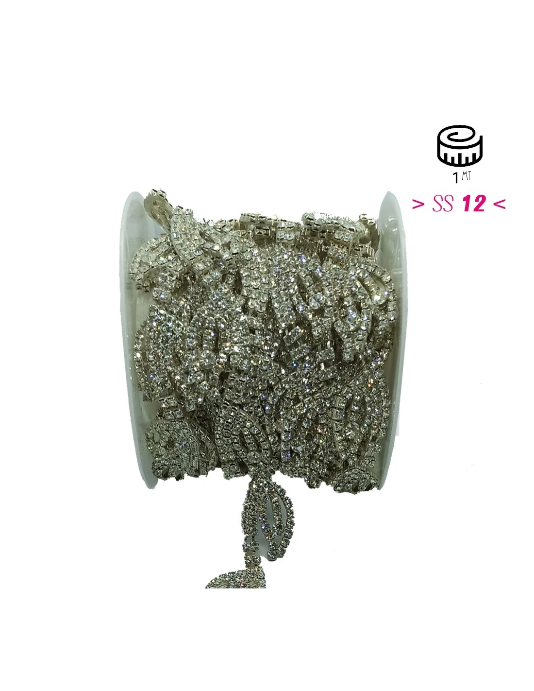 Catena Strass Gioiello cm 2,0 Crystal-Silver - 1MT
