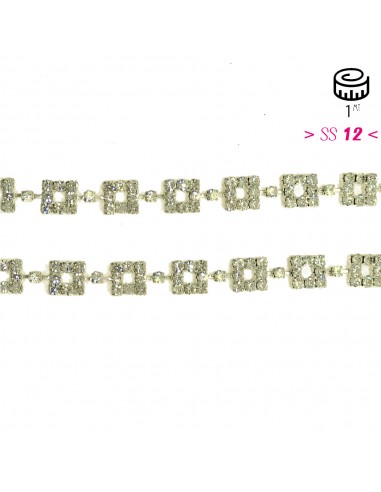 Catena Strass Gioiello Quadrata cm 1,0 Crystal-Silver - 1MT