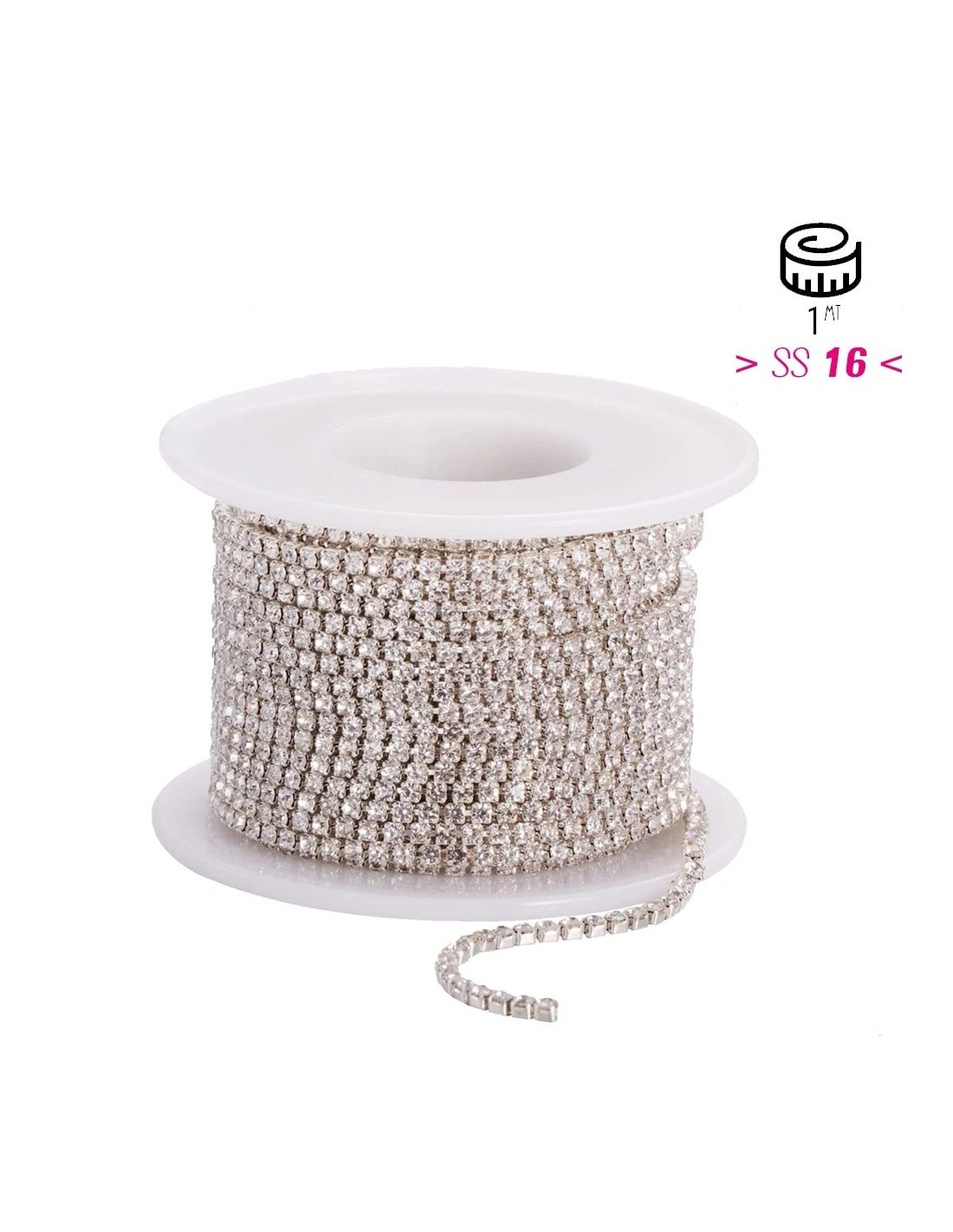 Strass chain ss 16 FULL Crystal-Silver - 1MT - Rhinestone chains