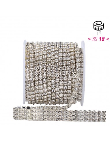 Catena Strass ss 12  a 3 FILI Crystal-Silver - 1MT