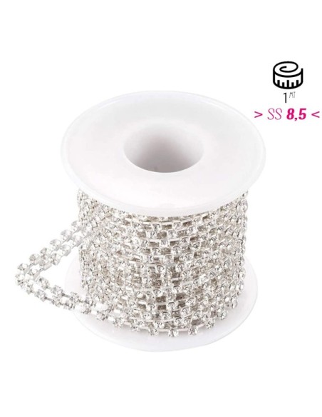 Distant Rhinestones Chain  ss 8.5 2 WIRES Crystal-Silver - 20 CM - Rhinestone chains