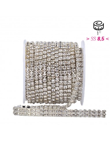 Catena Strass ss 8,5  2 FILI Crystal-Silver - 1MT