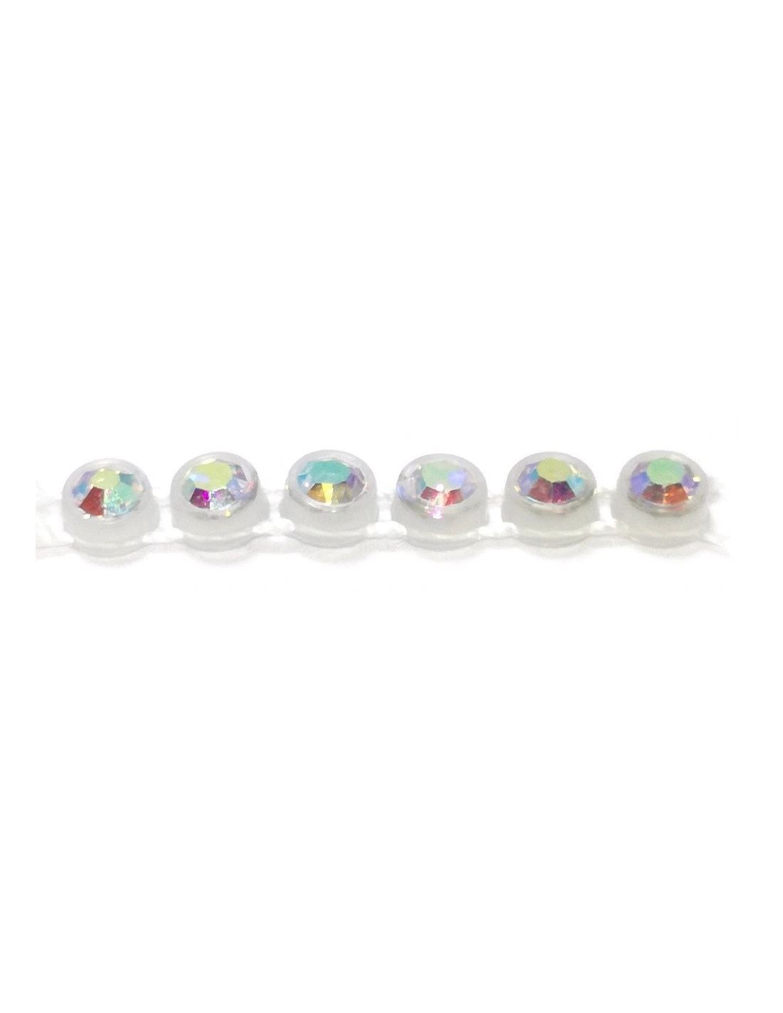 Strass Banding Plastic one row ss 13 (mm3,30) Trasparent-Crystal AB - 1MT - Rhinestone borders on a plastic base