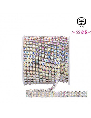 Catena Strass ss 8,5  2 FILI Crystal AB-Silver - 1MT