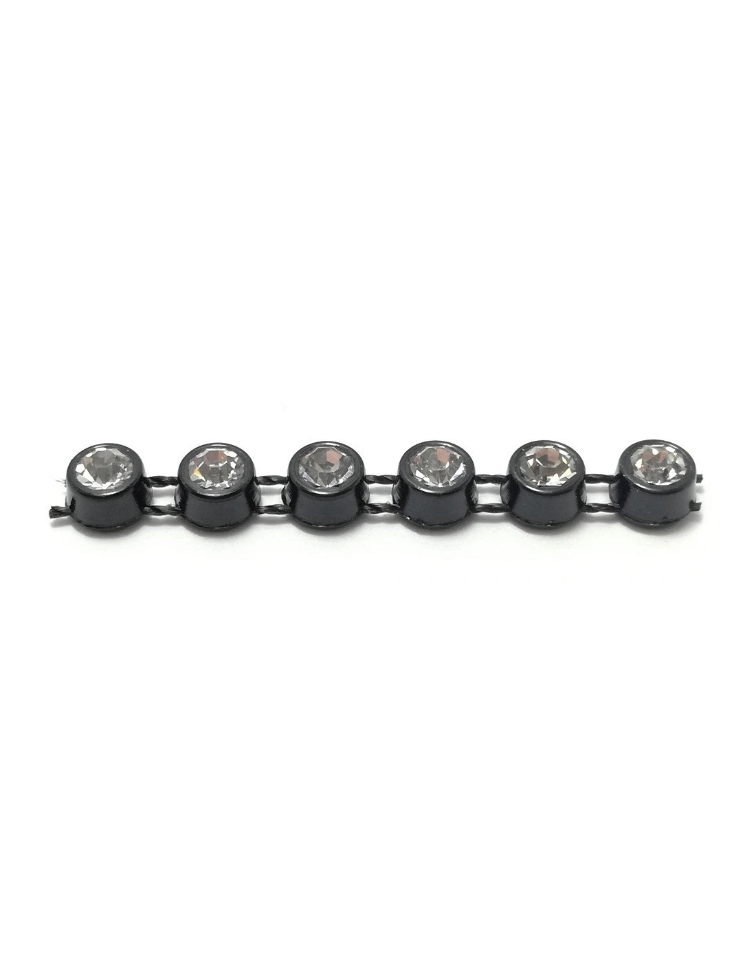 Strass Banding Plastic one row ss 8 (mm2,40) Black-Crystal - 1MT - Rhinestone borders on a plastic base