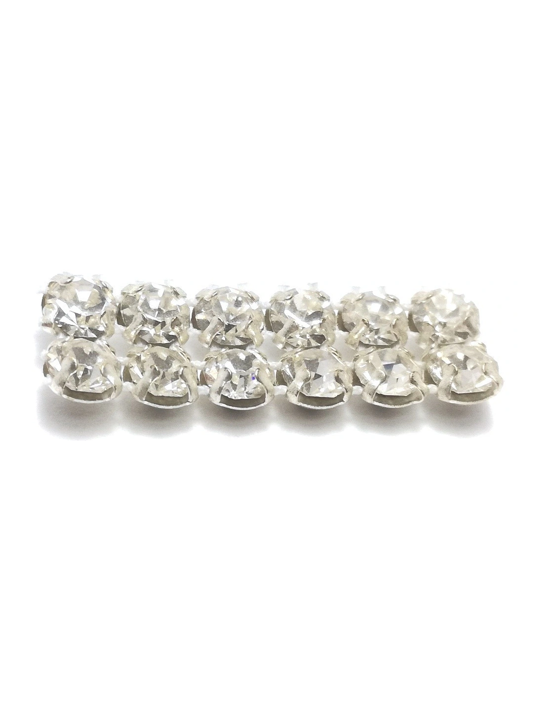 Bordura Strass su Rete ss 19 (mm 4,60) a 2 Fili Crystal-Silver - 20 CM - Bordure strass su base metallica
