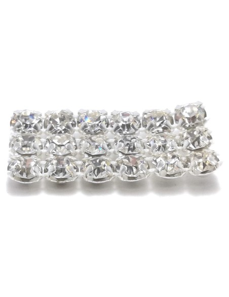 Bordura Strass su Rete ss 19 (mm 4.60) a 3 Fili Crystal-Silver - 20 CM - Bordure strass su base metallica