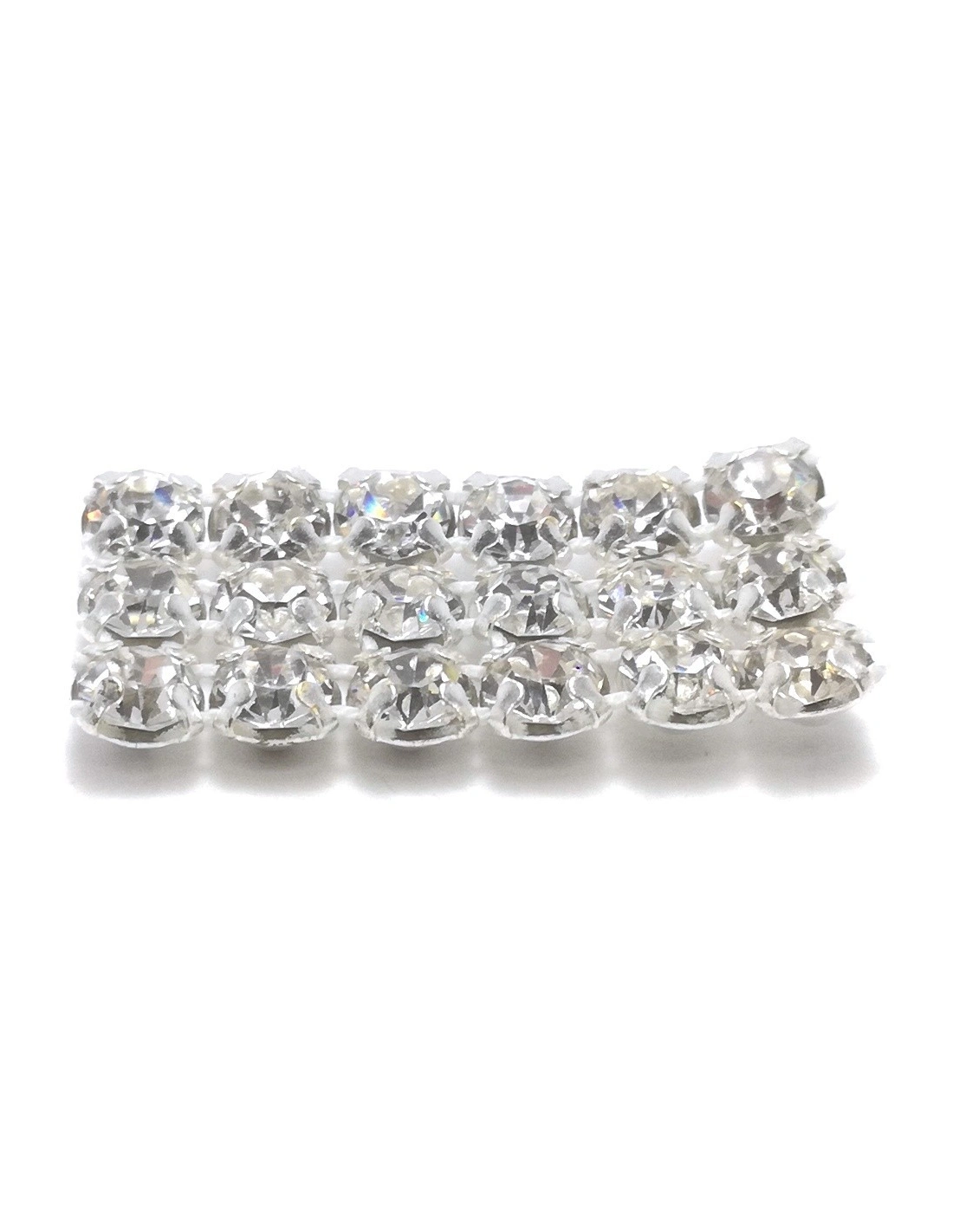 Rhinestones Metal Banding on net SS 19 (mm 4,60) to 3 rows Crystal-Silver  - 1MT - Rhinestone borders on a metal base