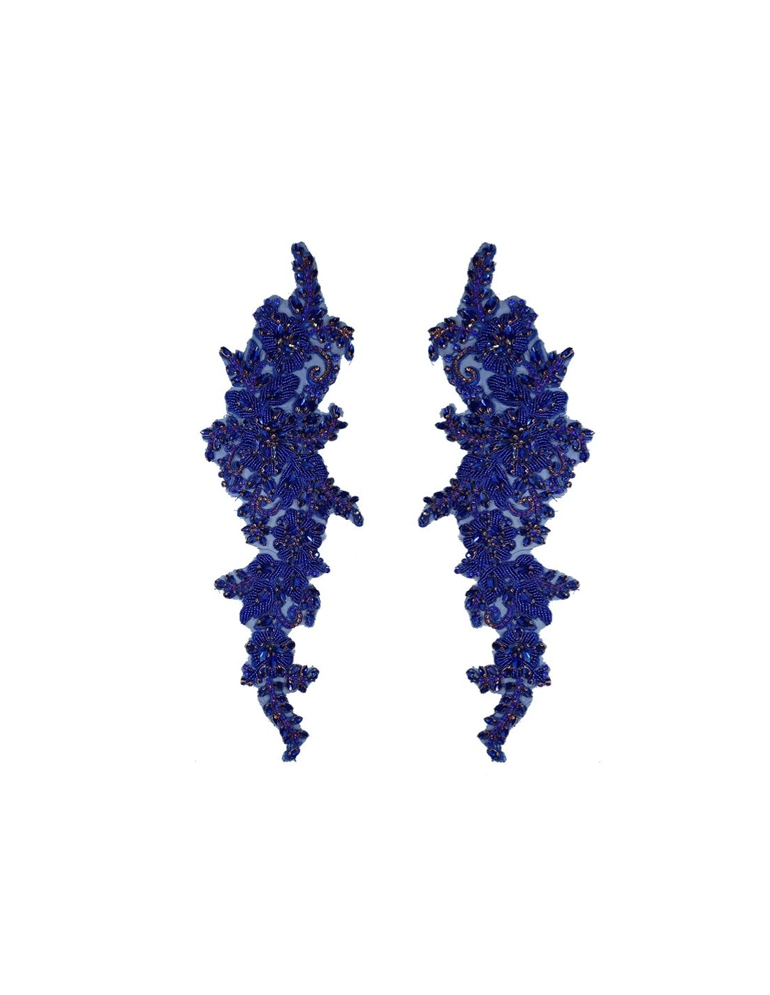 Applicazione Strass Sapphire su tulle Blu cm 37,5x10,5 - 1PZ