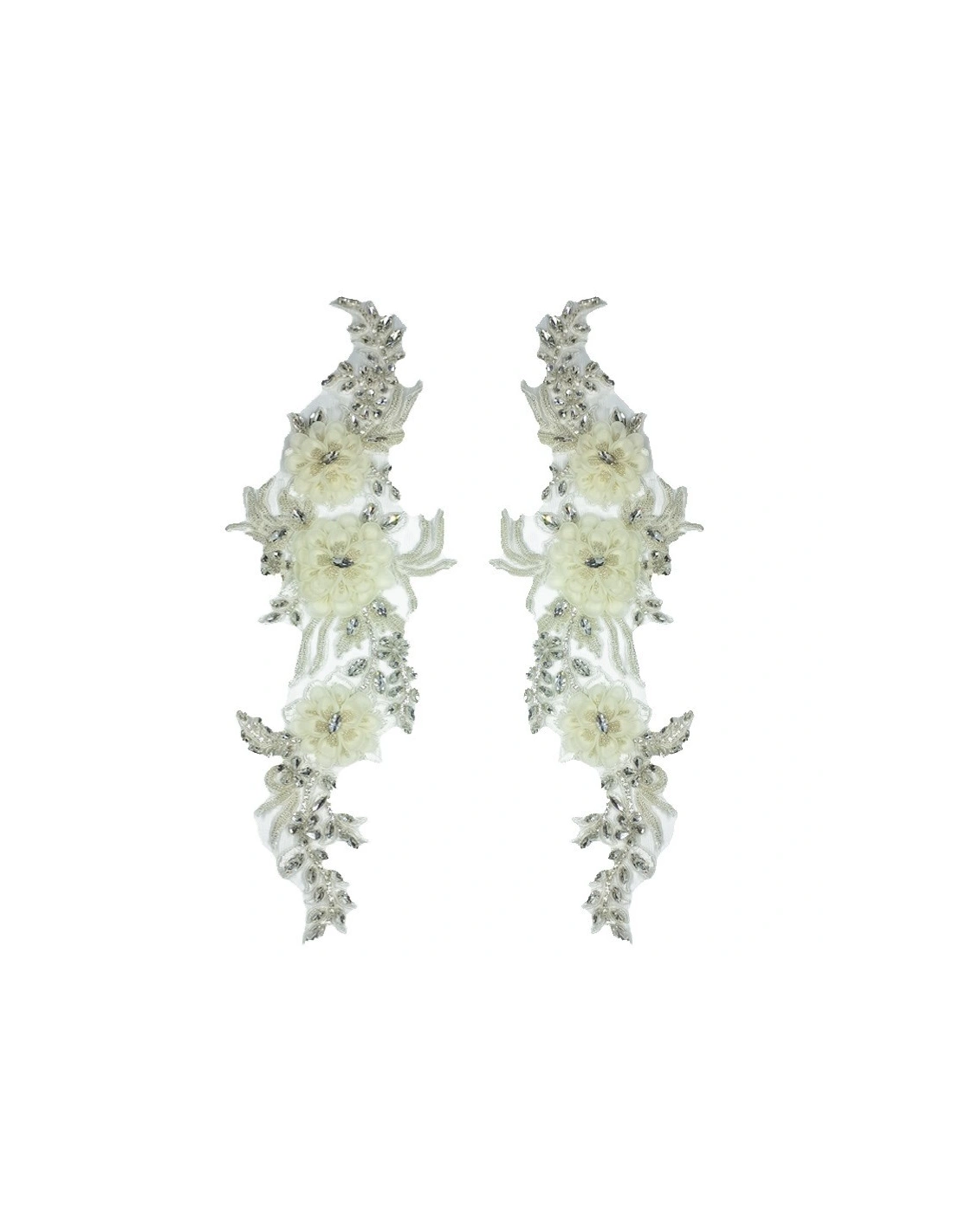 Application Strass Crystal on white tulle 29x12 cm - 1PC - DECORATIONS FOR CLOTHES