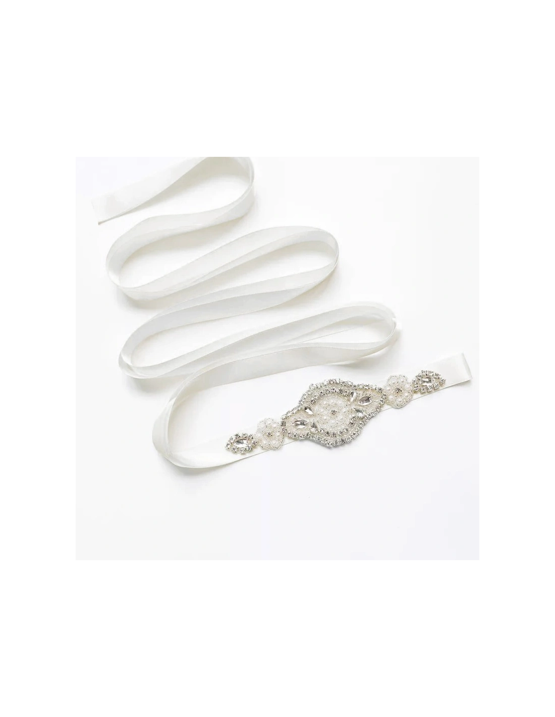 Strass Application on Satin Belt 18x5 cm - 1PC - DECORATIONS FOR CLOTHES