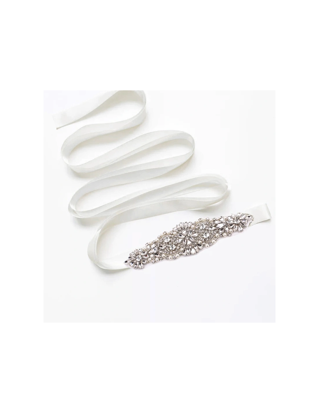 Strass application on Satin Belt cm 16,8x4,9 - 1  pc - DECORATIONS FOR CLOTHES