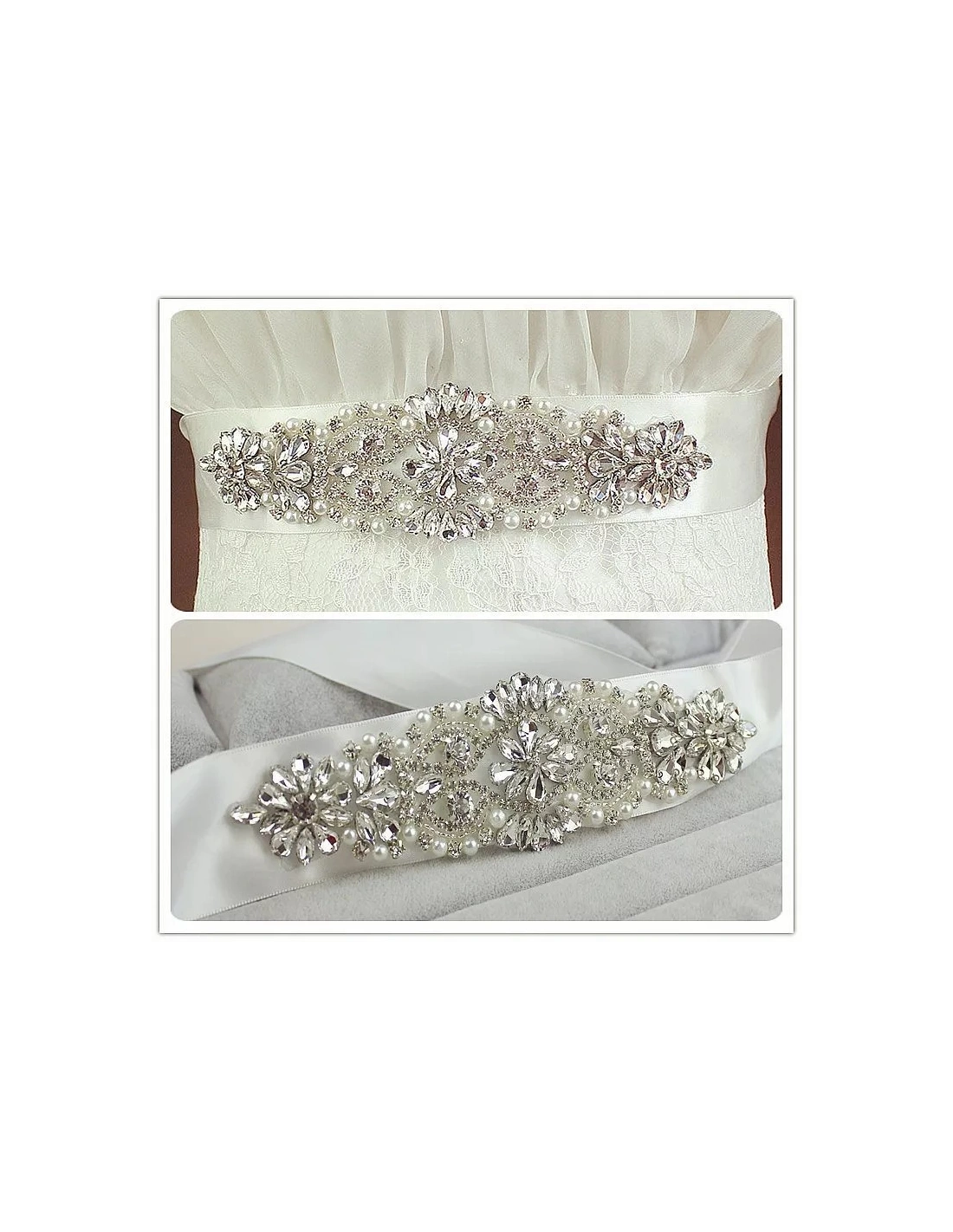 Strass application on Satin Belt cm 16,8x4,9 - 1  pc - DECORATIONS FOR CLOTHES