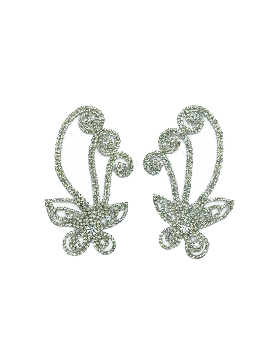 Application Strass pair 9,7x10,1 cm Crystal-Silver - 2PCS - DECORATIONS FOR CLOTHES