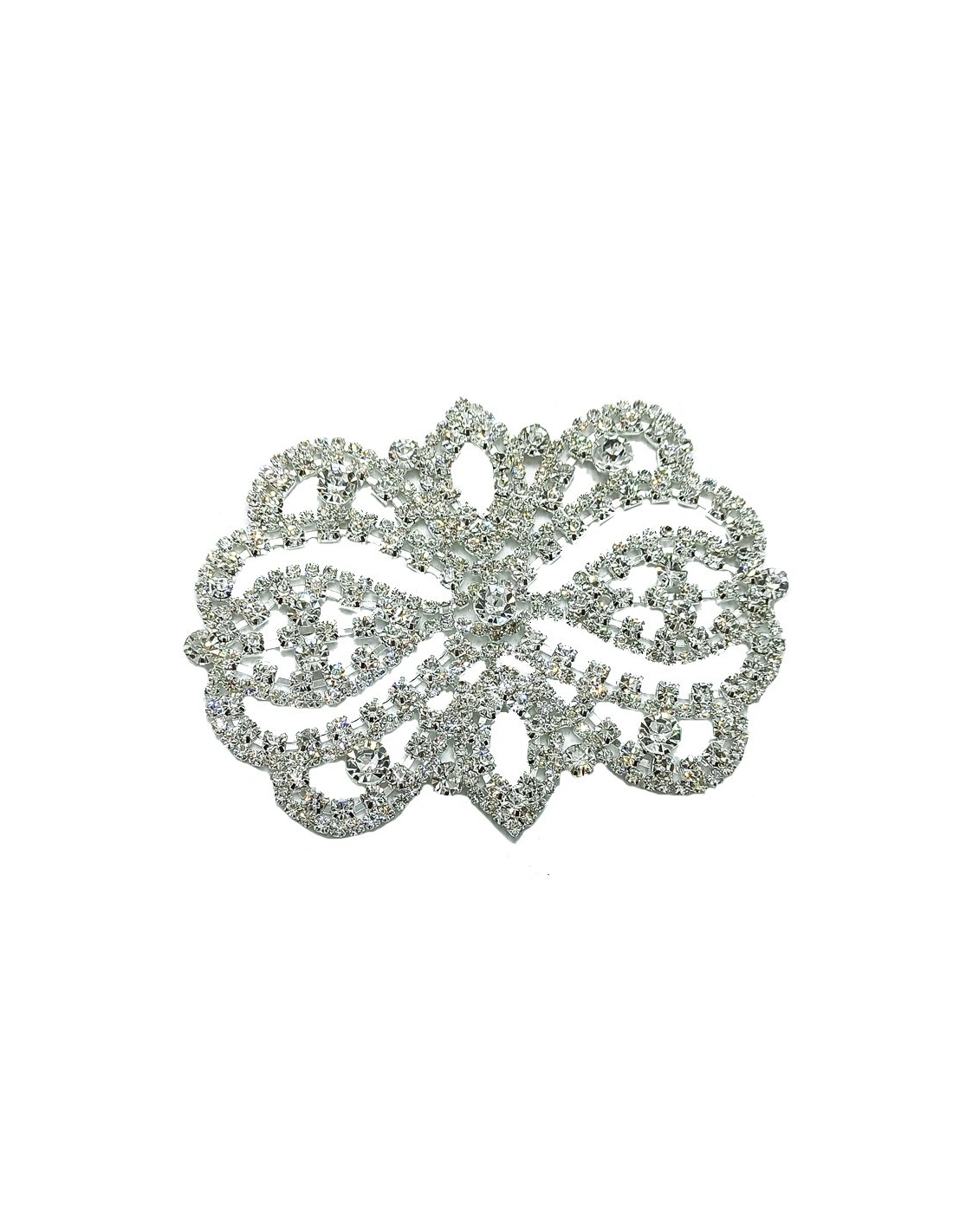 Application Strass cm 11x8 Crystal-Silver - 1PC - DECORATIONS FOR CLOTHES