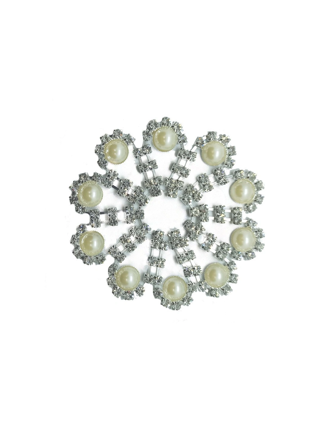 Application Strass cm 7 Crystal-Perle-Silver - 1PC - DECORATIONS FOR CLOTHES