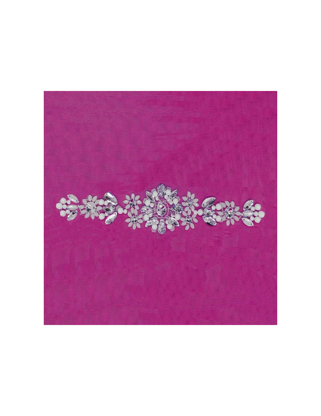 Strass application on tulle 23.5x4.5 cm - 1PC - DECORATIONS FOR CLOTHES