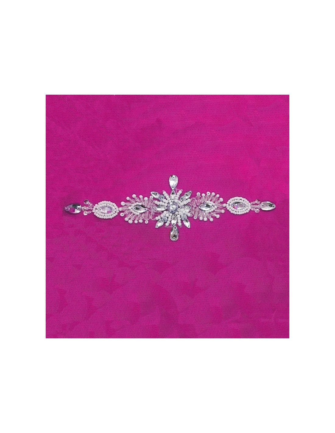 Strass application on tulle 24.5x8 cm 1 PC - DECORATIONS FOR CLOTHES