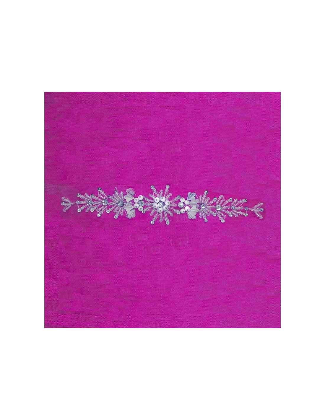 Applicazione Strass su tulle cm 25,5x4,5 - 1PZ