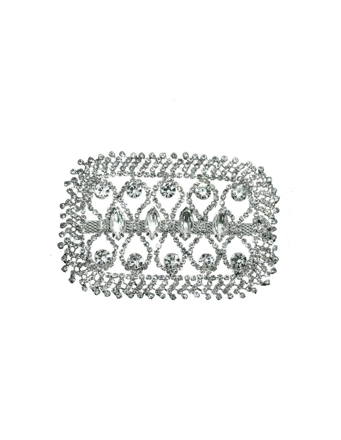 Strass application 6,7x10 cm Crystal-Silver - 1PC - DECORATIONS FOR CLOTHES