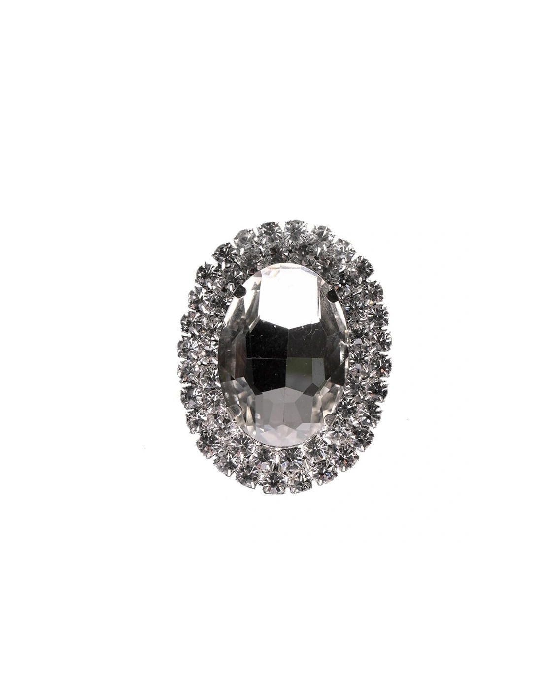 Pietra Ovale cm 3,5x4,5 Crystal-Silver - 1PZ