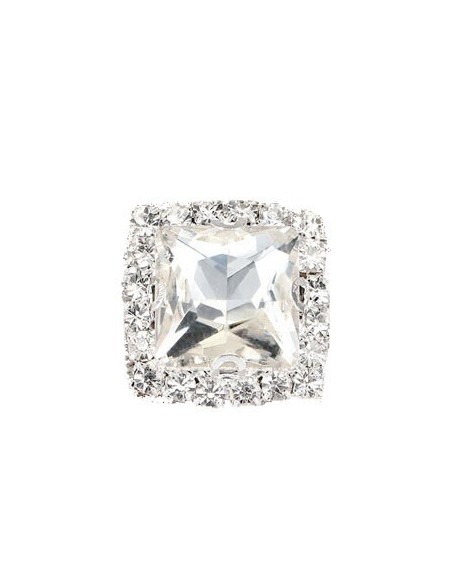 Square Stone 1,8X1,8 cm Crystal -Silver - 1PC - Stones to be sewn with setting