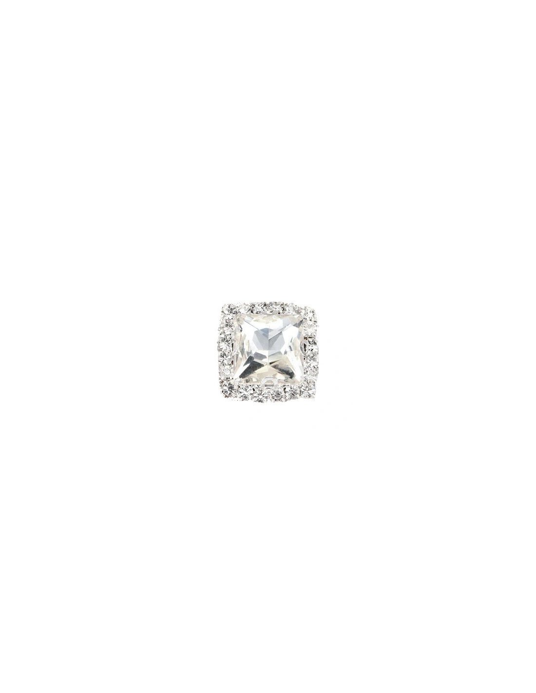 Square Stone 1,8X1,8 cm Crystal -Silver - 1PC - Stones to be sewn with setting