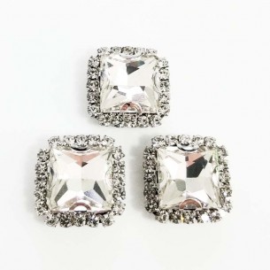 Pietra Quadrata cm 1,8X1,8 Crystal -Silver - 1PZ 2
