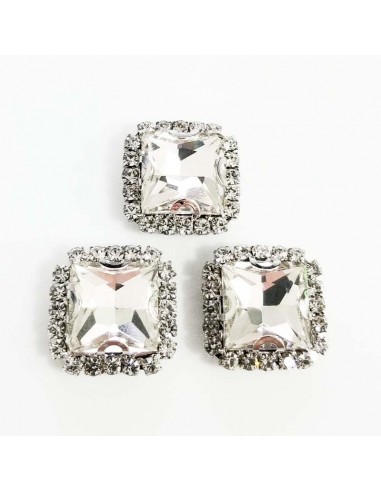 Pietra Quadrata cm 1,8X1,8 Crystal -Silver - 1PZ Pietra Quadrata cm 1,8X1,8 Crystal -Silver - 1PZ