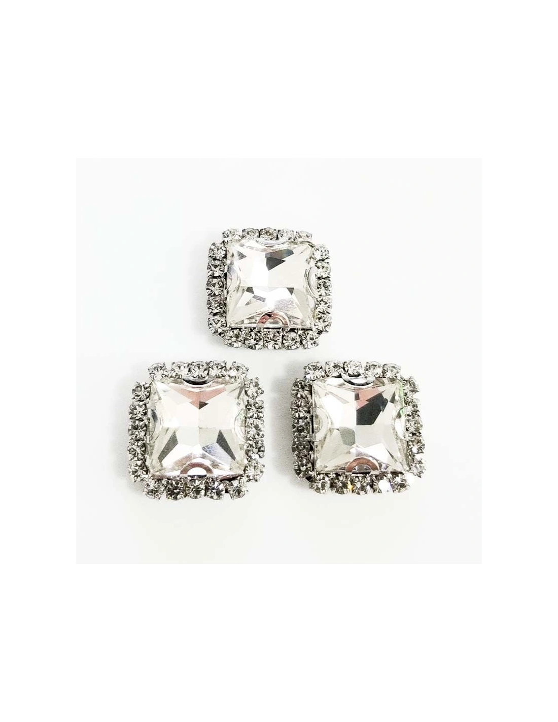 Pietra Quadrata cm 1,8X1,8 Crystal -Silver - 1PZ