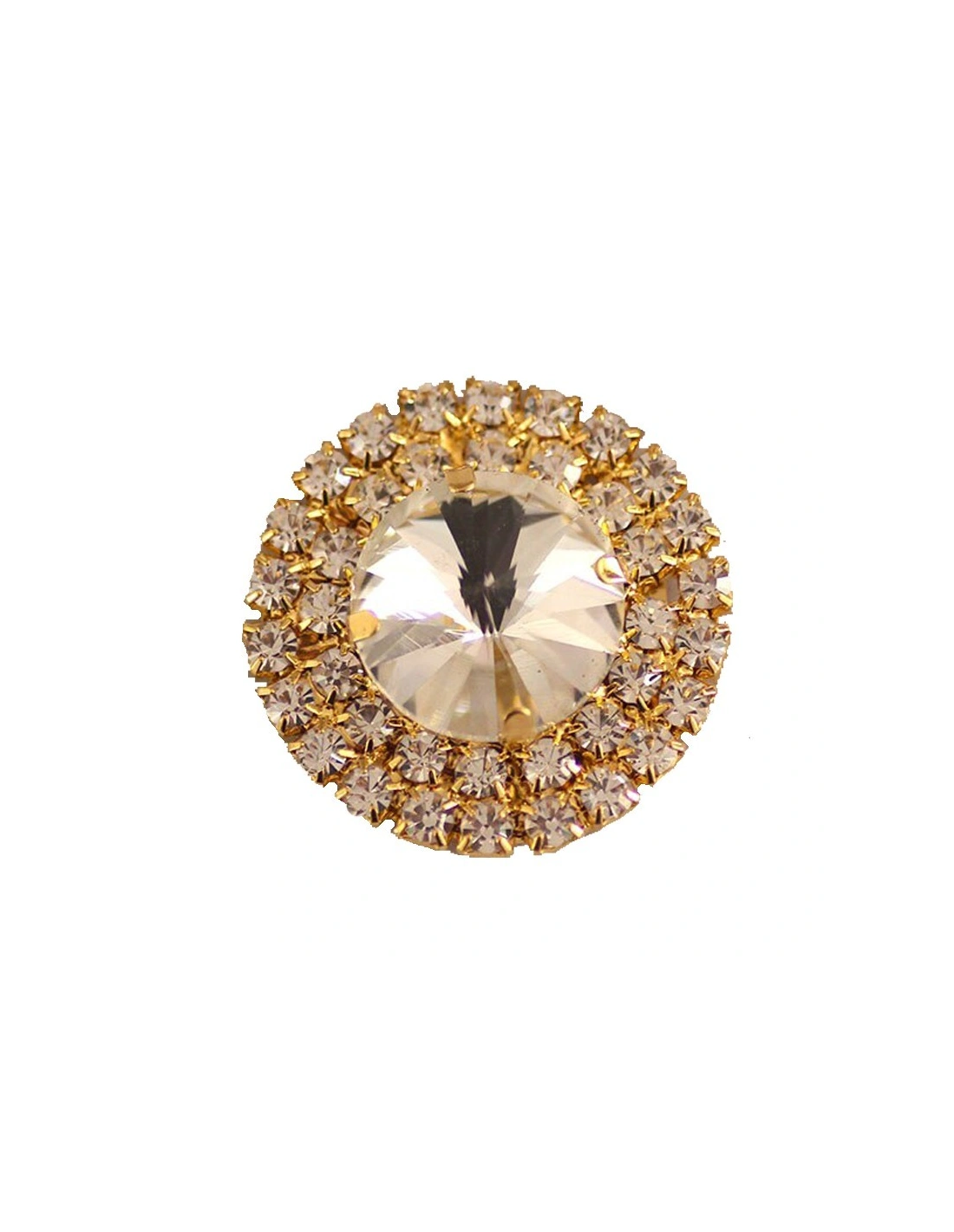 Round Stone cm 4,00 Crystal-Gold - 1PC - Stones to be sewn with setting